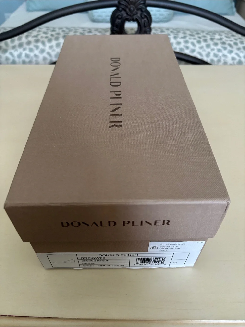 Donald J. Pliner Nude Tan Croc-Embossed Square-Toe Ballet style with low heel